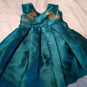 Euc christian siriano green gold dress bow size 6